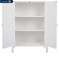 Free Standing White Wooden 2 Door Bathroom Cabinet Storage with 3 Shelves